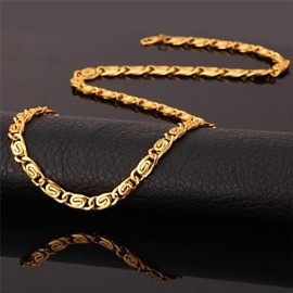 Unique Design 18K Stamp Men'sGold Plated Chunky Necklace Men's Chain Necklace Choker for Men High Quality 22''