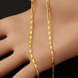 High Quality 18K Gold Plated Choker Link Chain Necklace for Women Adjustable 2MM 20Inches 50CM