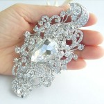 Wedding Accessories Silver-tone Clear Rhinestone Crystal Bridal Brooch Wedding Deco Flower Brooch Bouquet Bridal Jewelry