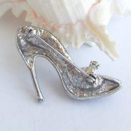 Women Accessories Silver-tone Purple Rhinestone Crystal High-heeled Shoes Brooch Art Deco Women Jewelry