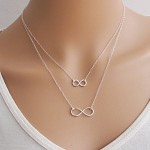 Women's Fashion Handmade Double Lucky Number 8Pendant Chain Alloy Necklace