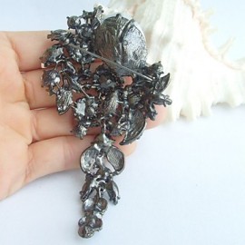 Wedding 4.13 Inch Vintage Gray Rhinestone Crystal Flower Brooch Art Deco Brooch Bouquet Women Jewelry