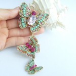 4.53 Inch Gold-tone Multicolor Rhinestone Crystal Butterfly Brooch Pendant Art Decorations