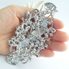 Wedding Accessories Silver-tone Clear Rhinestone Crystal Bridal Brooch Wedding Deco Flower Brooch Bouquet Bridal Jewelry