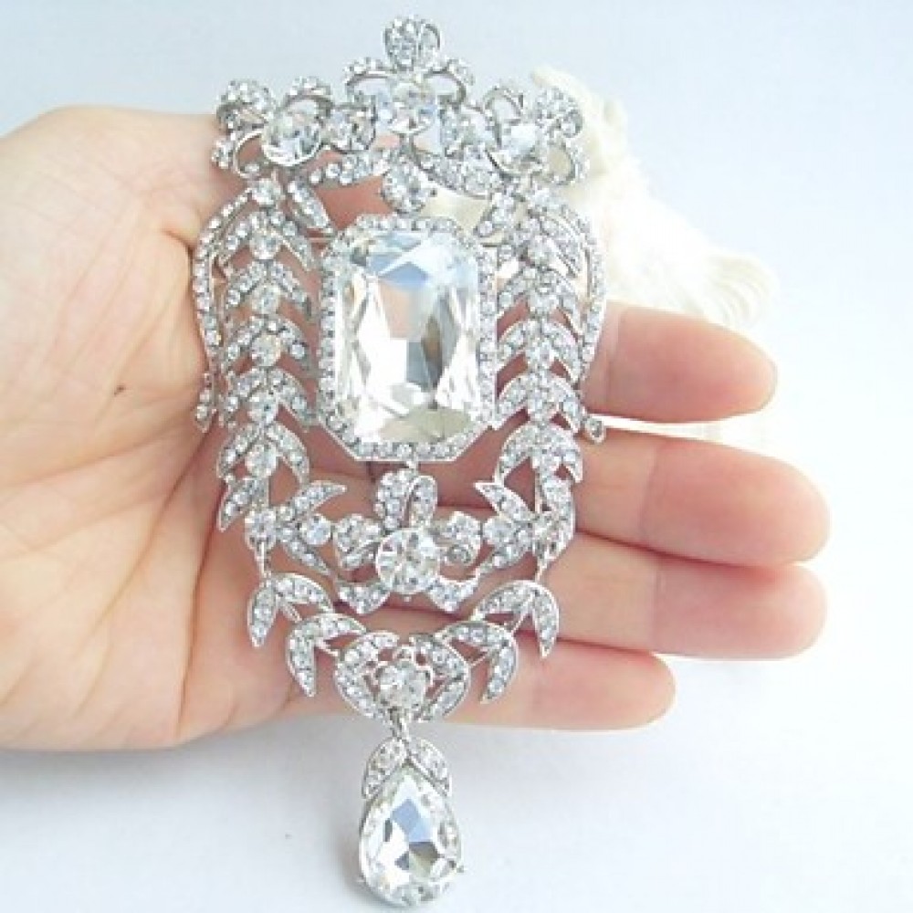 Wedding Accessories Silver-tone Clear Rhinestone Crystal Bridal Brooch Wedding Deco Bridal Bouquet Wedding Jewelry