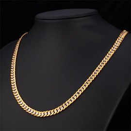 Men's New Trendy 22'' Platinum 18K Real Gold Plated Fancy Two Tone Gold Plated Chunky Chain Necklace