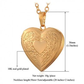 Heart Photo Locket Necklace Pendant 18K Real Gold Plated Choker Necklace Charms Floating Lockets Fashion Jewelry