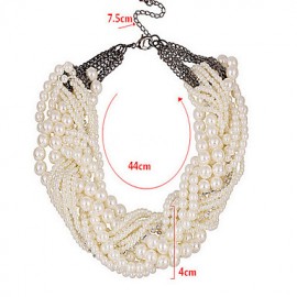 The new European and American classic multi layered White Pearl Necklace