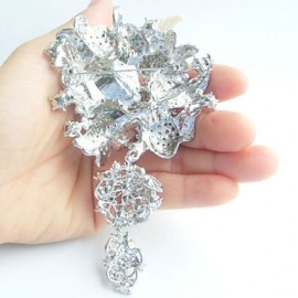 Women Accessories Black Gray Rhinestone Crystal Dangling Flower Brooch Art Deco Brooch Bouquet Women Jewelry