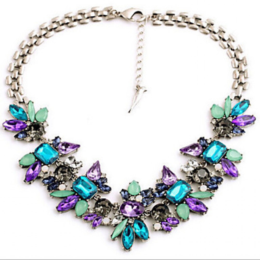 MISSING U Vintage / Party Alloy / Gemstone & Crystal Statement Necklace