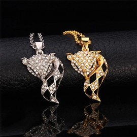 Cute Fox Dangle Earrings Pendant Necklace 18K Real Gold Platinum Plated Rhinestone Earrings Necklace Fashion Jewelry