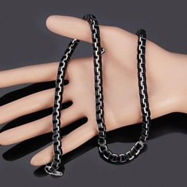 Men's Cool Black Box Chain Aluminum Alloy Necklace 6MM 55CM With 316 Stamp Fashion Jewelry