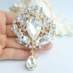 Bridal Accessories Gold-tone Clear Rhinestone Crystal Bridal Brooch Wedding Deco Bridal Bouquet Wedding Brooch