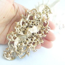 Women Accessories Gold-tone Red Rhinestone Crystal Flower Brooch Art Deco Crystal Brooch Bouquet Women Jewelry