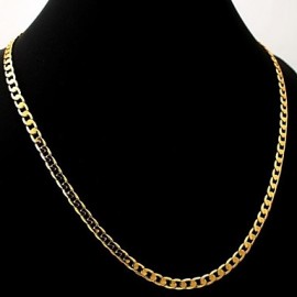 18K Chunky Gold Filled Necklaces Yellow Gold PlatedChains Quality Jewelry For Men 5MM 55CM