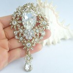 Bridal Accessories Gold-tone Clear Rhinestone Bridal Brooch Wedding Deco Bridal Bouquet Crystal Wedding Brooch