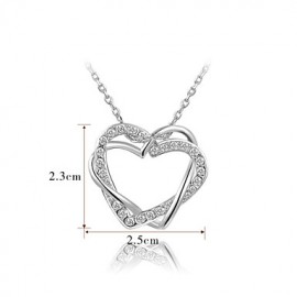 Women's Love Heart Designer CZ Diamond Pendant Jewelry 18K White Gold Plated Wedding Necklace Earrings Sets  