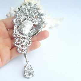 Wedding 4.72 Inch Silver-tone Clear Rhinestone Crystal Bridal Brooch Wedding Deco Bridal Bouquet Wedding Flower Brooch