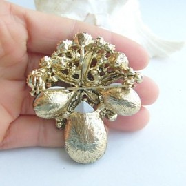 Women Accessories Gold-tone Pink Red Rhinestone Crystal Starfish Brooch Bouquet Art Deco Women Jewelry Mermaid