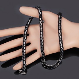 Cool Black Box Chains Aluminium Alloy Necklace High Quality Men's Jewelry 6MM 