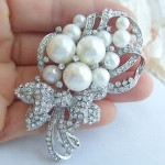 Wedding Accessories Silver-tone Pearl Rhinestone Crystal Bridal Brooch Wedding Deco Flower Brooch Bouquet Bridal Jewelry