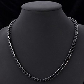 Cool Black Box Chains Aluminium Alloy Necklace High Quality Men's Jewelry 6MM 