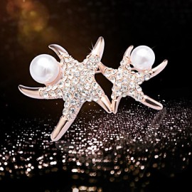 Brooch Fashion Design Pearl&Crystal Starfish Acrylic Rhinestone Brooches Pins Wedding Jewelry Badges with Pin X30009 Mermaid