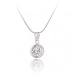 Classic Crystal Ball Pendant Platinum Plated Necklace,Fine Jewelry Gift Unisex (Include Chain 45CM)