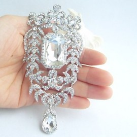 Wedding Accessories Silver-tone Clear Rhinestone Crystal Bridal Brooch Wedding Deco Bridal Bouquet Wedding Jewelry