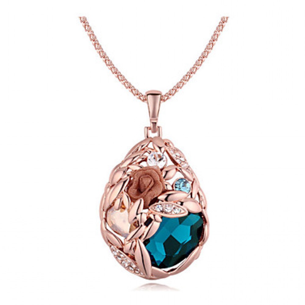 Austria Crystal Water Drop Shape Pendant Necklace,Fine Jewelry