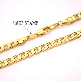 18K Chunky Gold Filled Necklaces Yellow Gold PlatedChains Quality Jewelry For Men 5MM 55CM