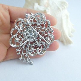 Bridal Accessories Wedding Deco Silver-tone Clear Rhinestone Crystal Bridal Brooch Bridal Bouquet Wedding Brooch