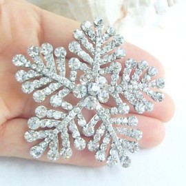 Wedding Accessories Silver-tone Clear Rhinestone Bridal Brooch Bridal Bouquet Wedding Deco Snowflake Wedding Brooch