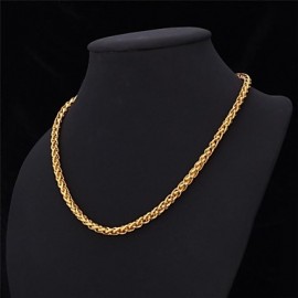 Twisted Rope Chain Necklace 18K Real Gold Plated Long Chunky Necklace for Men Fashion Jewelry