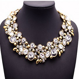 Retro luxury full diamond crystal gem flower short chain clavicleImitation Diamond Birthstone