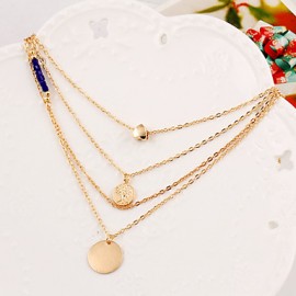 Necklace Gold Plated Layered Necklaces Jewelry Daily / Office & Career Round / Heart Fashion / Adjustable / Sideways Alloy Gold / Silver