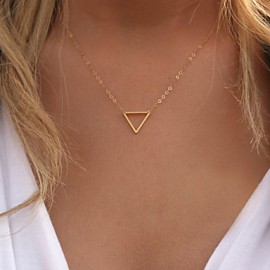 Women's Si icity Metal Hollow Triangle Pendant Short Necklace