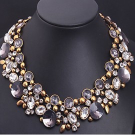 Retro luxury full diamond crystal gem flower short chain clavicleImitation Diamond Birthstone