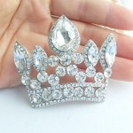 Wedding Accessories Silver-tone Clear Rhinestone Crystal Crown Brooch Art Deco Crystal Brooch Bouquet Women Jewelry