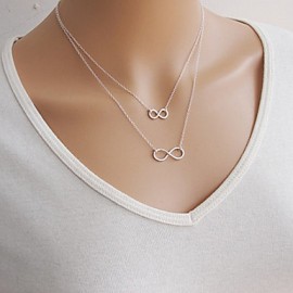 Women's Fashion Handmade Double Lucky Number 8Pendant Chain Alloy Necklace