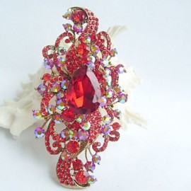 Women Accessories Gold-tone Red Rhinestone Crystal Flower Brooch Art Deco Crystal Brooch Bouquet Women Jewelry