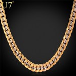 Men's New Trendy 22'' Platinum 18K Real Gold Plated Fancy Two Tone Gold Plated Chunky Chain Necklace