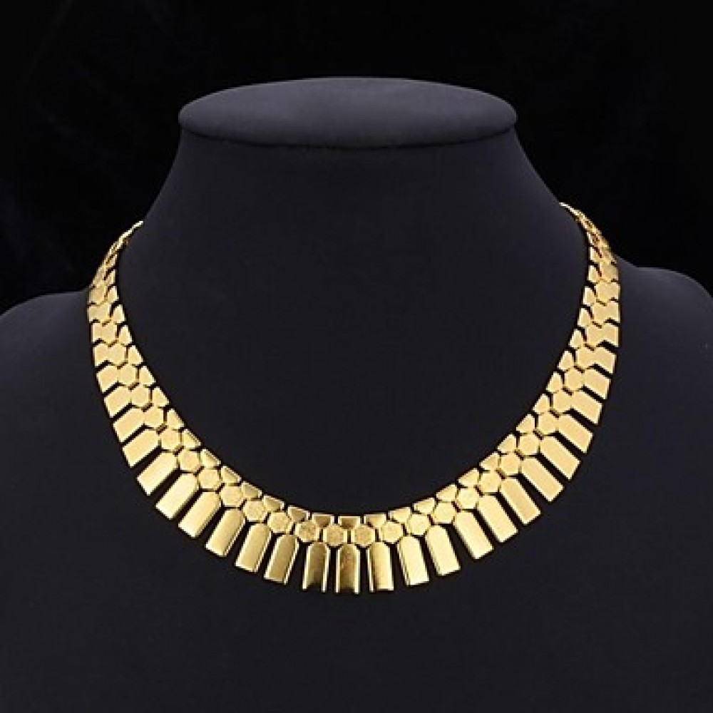 Women's Bib Necklace Choker Statement Necklace 18K Real Chunky Gold Platinum Plated Jewelry Gift 46CM