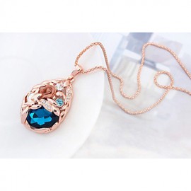 Austria Crystal Water Drop Shape Pendant Necklace,Fine Jewelry